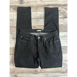 Eileen Fisher Black Wash Organic Cotton Stretch Denim Slim Jeans | Size 10